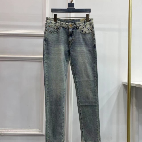 Louis Vuitton 23SS Embossed High-Elastic Cotton Denim Pants, Light Blue 1 Louis Vuitton 23SS Embossed High-Elastic Cotton Denim Pants, Light Blue