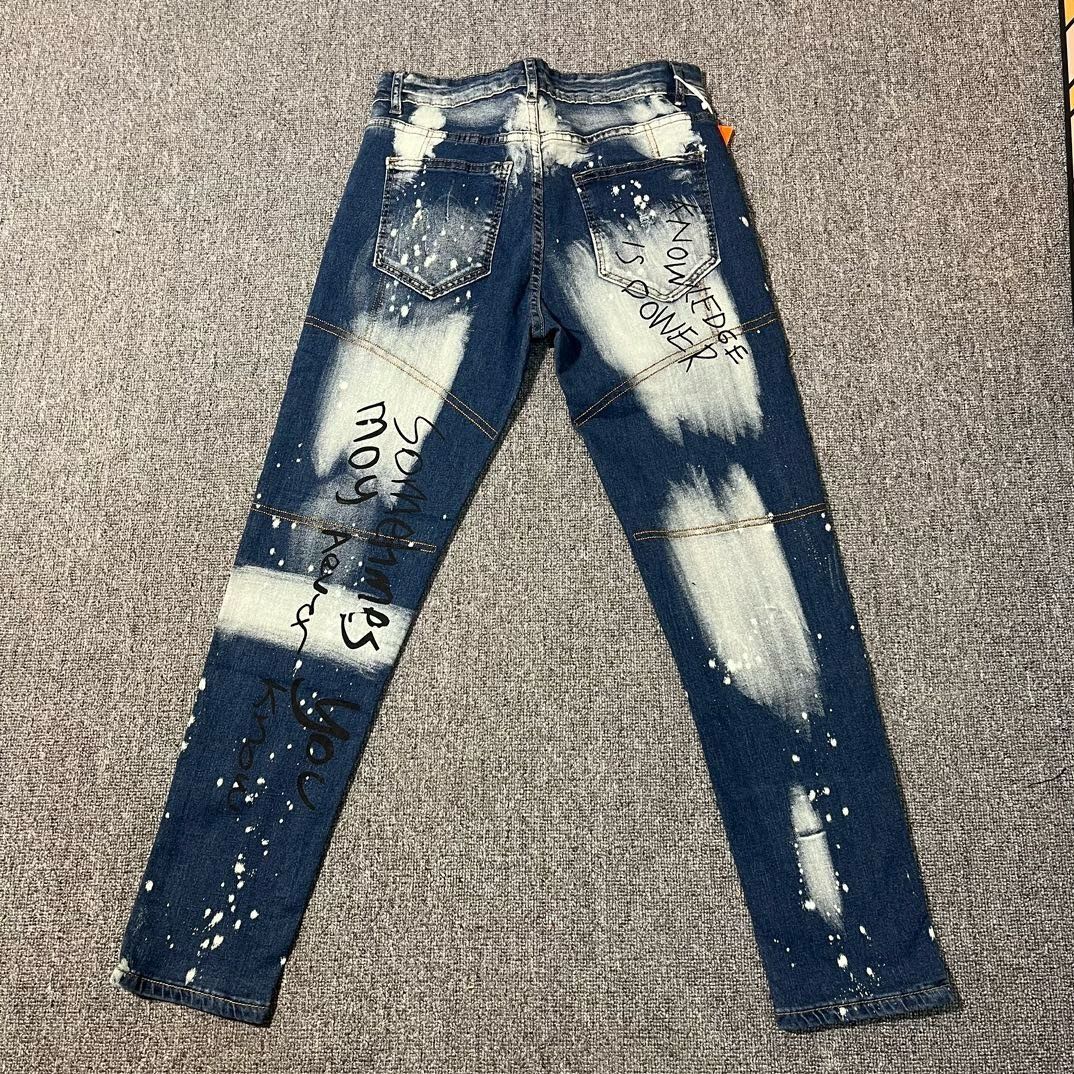 High Street Scratched Cave Cowboy: Original Water-Purification Fabric Jeans with Unique Details. - 图片 5