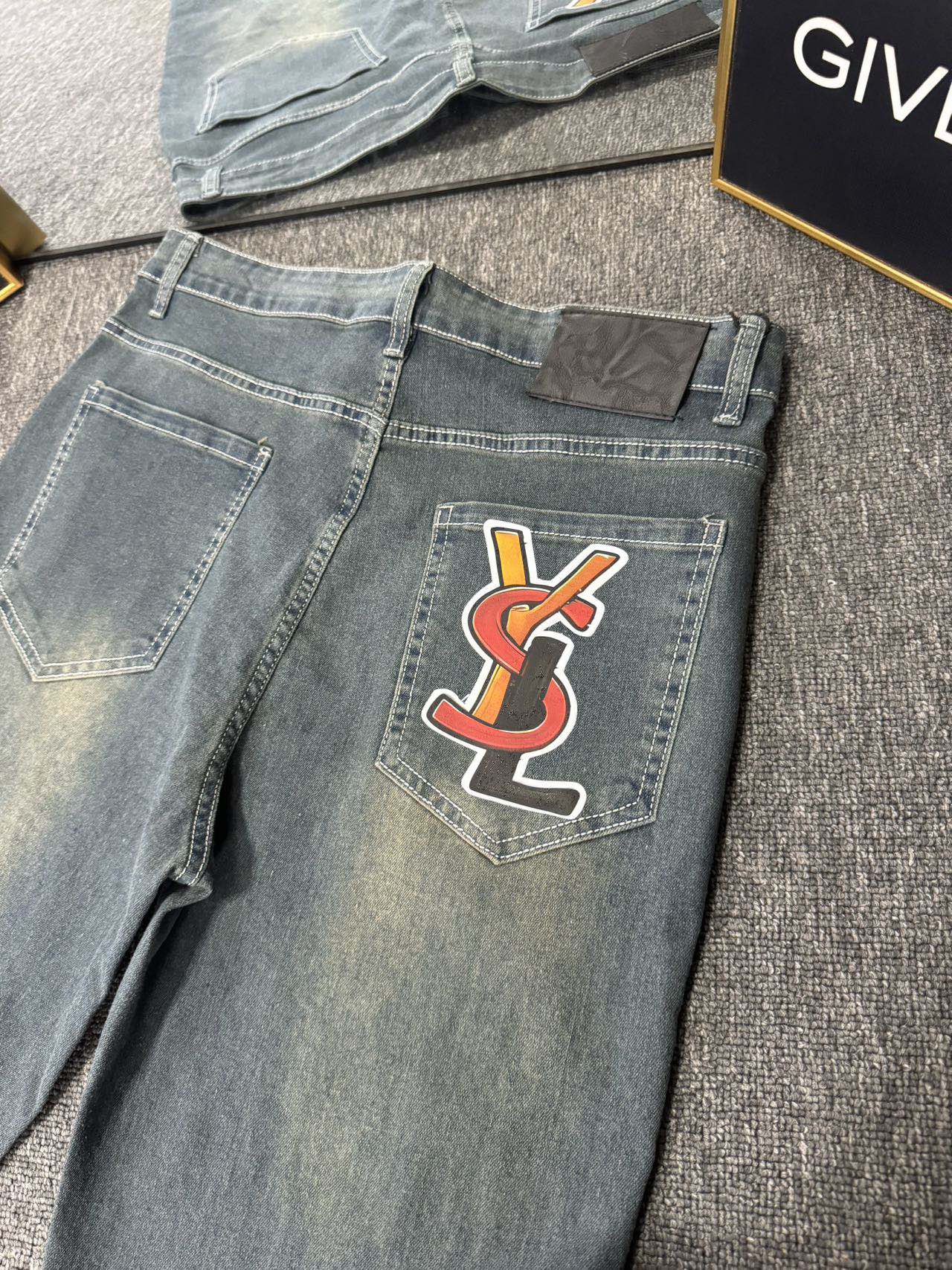 2024 YSL St. Roland Original Single-Explosive Jeans: Sizes and Colors Available - 图片 6