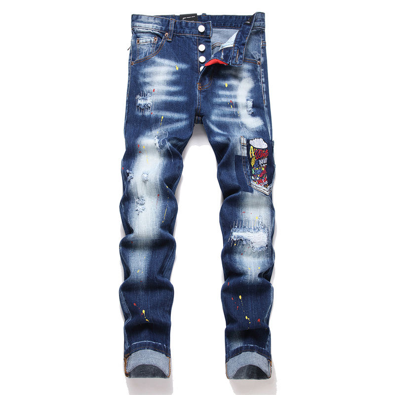 Expensive D2 Man’s Patched Beggars Pants with Unique Design and Soft Fabric