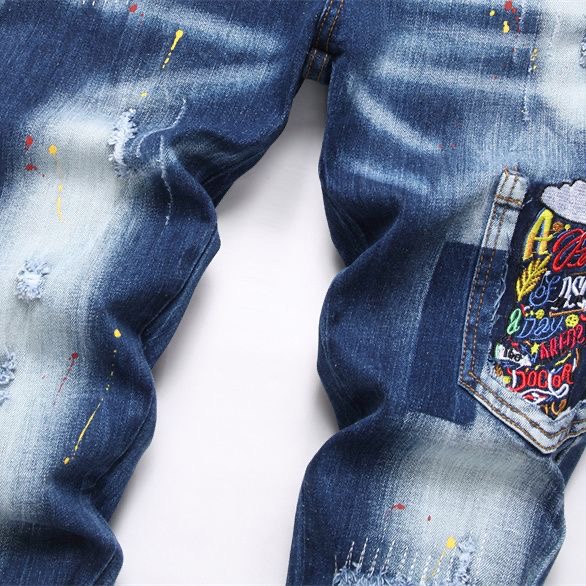 Expensive D2 Man’s Patched Beggars Pants with Unique Design and Soft Fabric - 图片 3