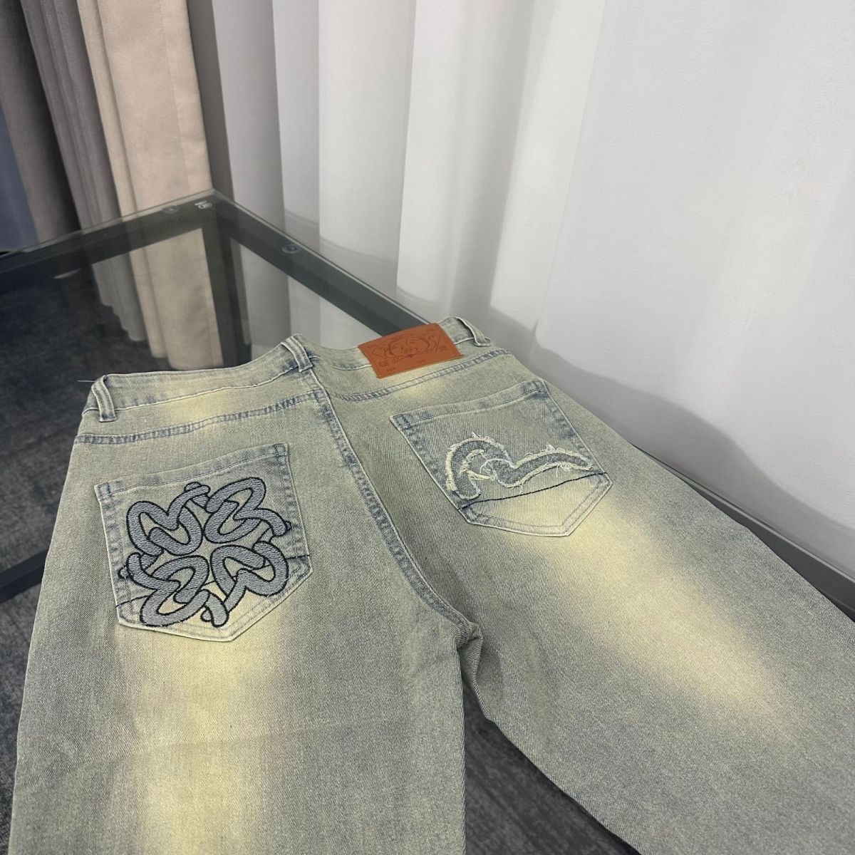 Fukugami’s Bulletproof Re-Washed Jeans with Steel Pocket: Picture Color, M-XXL, Style c-807 - 图片 4