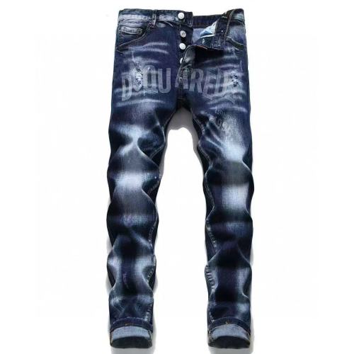 Dsquared2 Men's Slim Fit Distressed Jeans with Embroidered Details