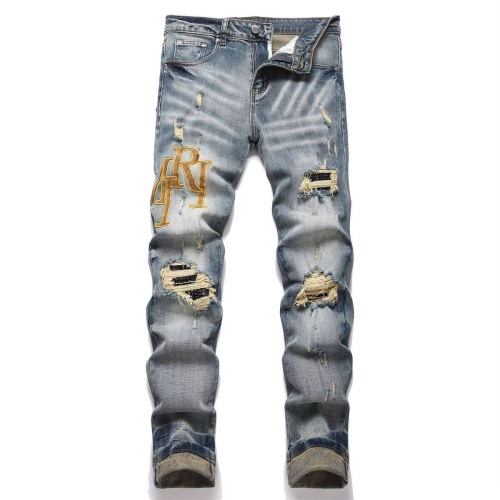 Amiri Distressed Denim Jeans, High-Street Style, Slim Fit, Stretchable 1 Amiri Distressed Denim Jeans, High-Street Style, Slim Fit, Stretchable
