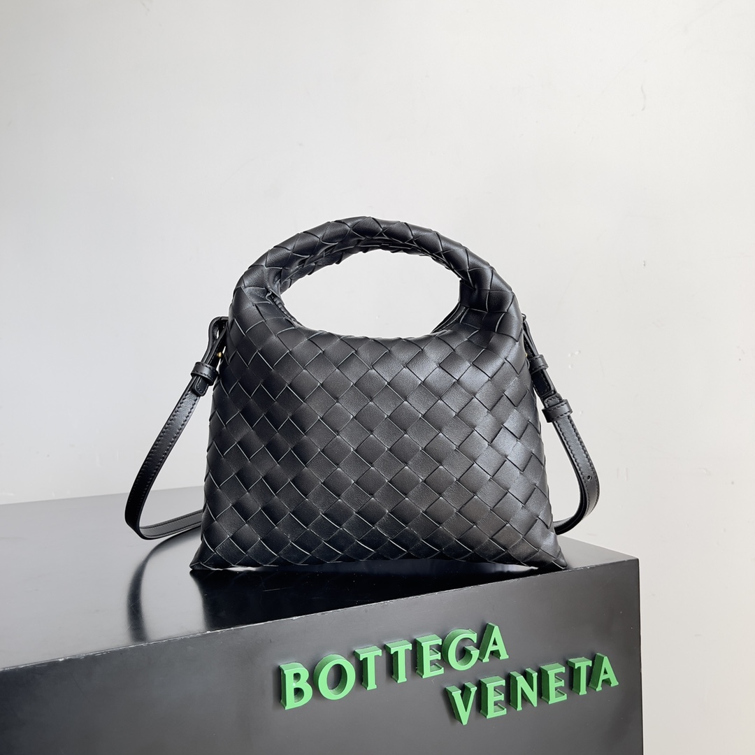 Bottega Veneta Mini Loop Woven Leather Shoulder Bag - Black