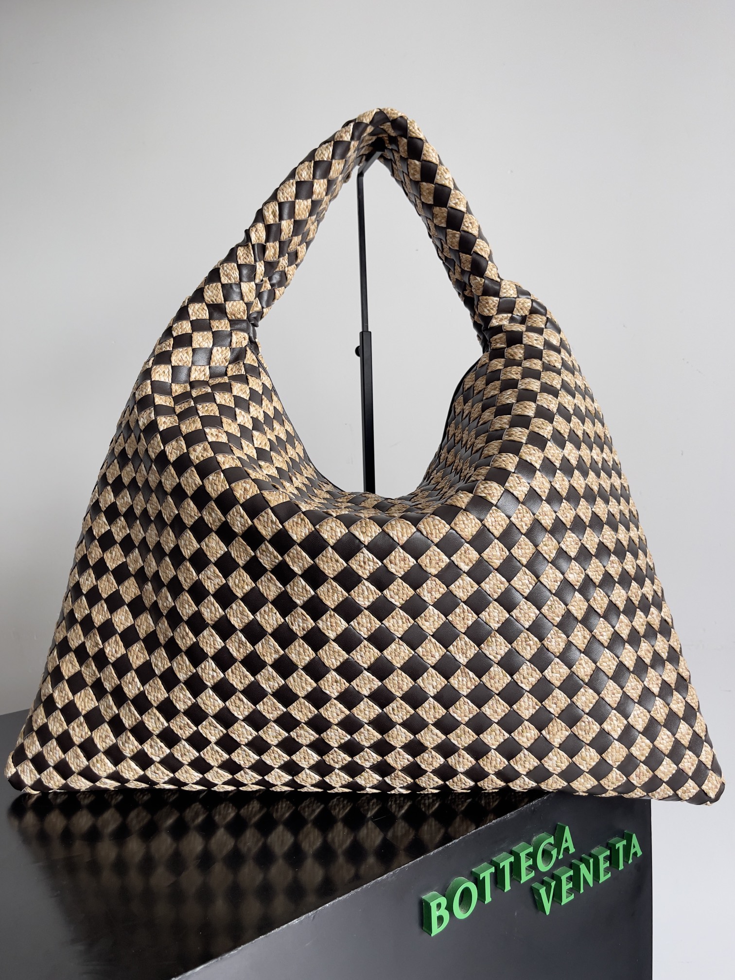 Bottega Veneta Raffia/cowhide chocolate brown