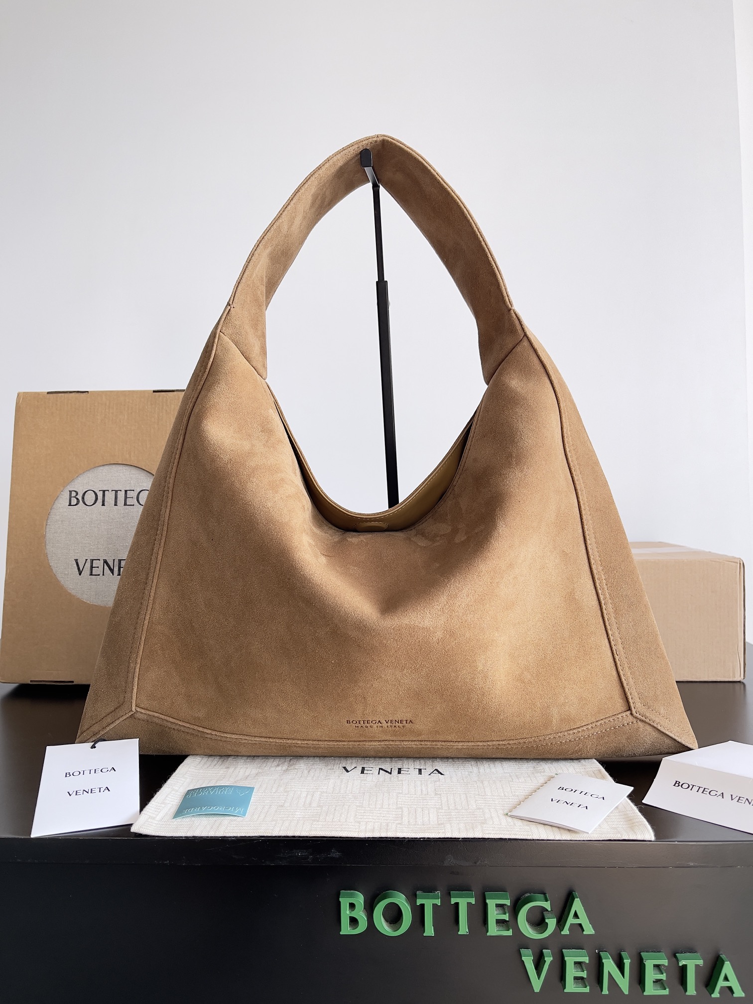 Bottega Veneta Small Suede Hobo Bag in Grey-Brown | Shoulder Bag
