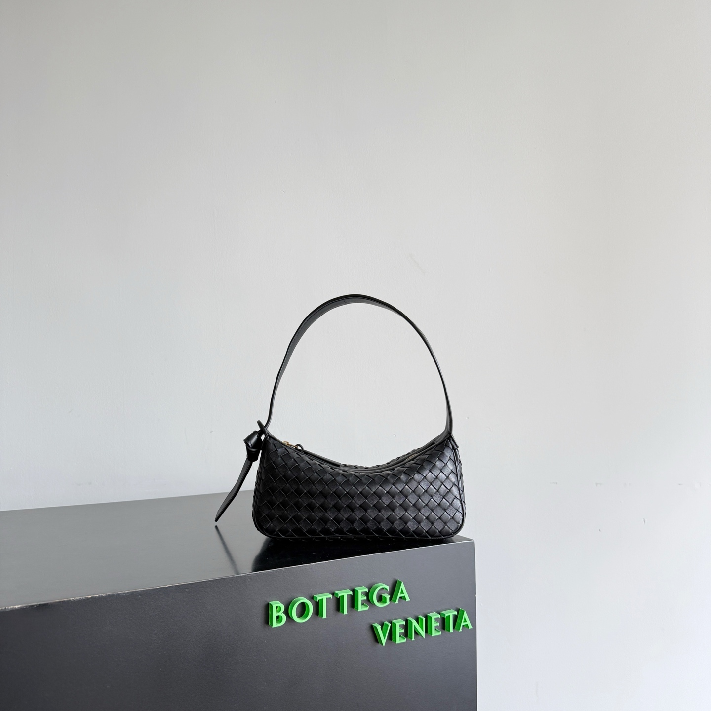 Bottega Veneta Black Woven Shoulder Bag