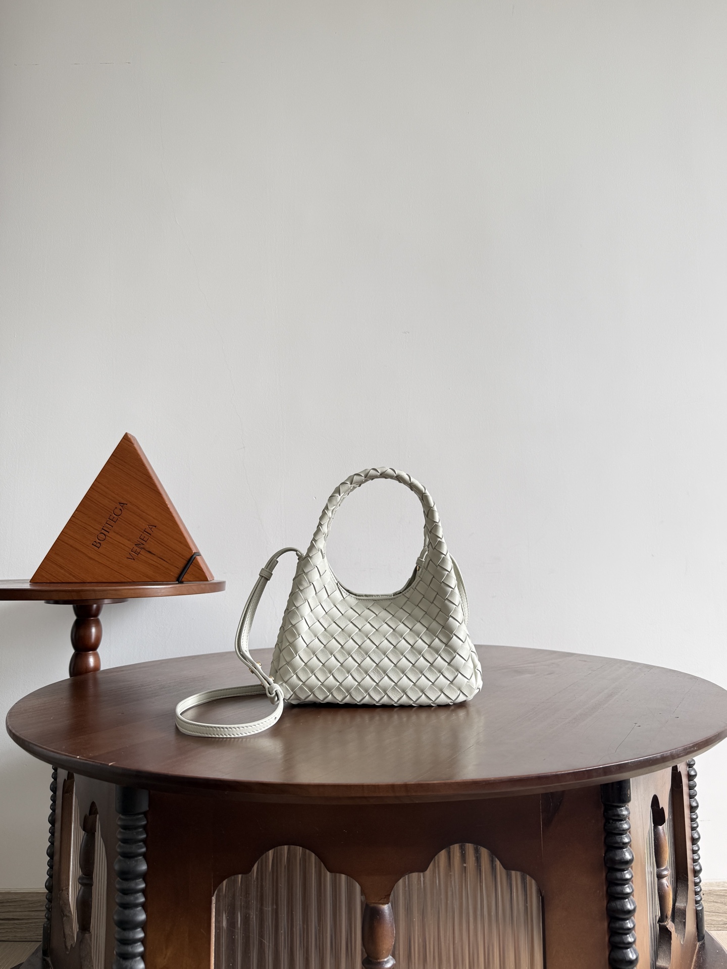 Bottega Veneta White Woven Hobo Bag