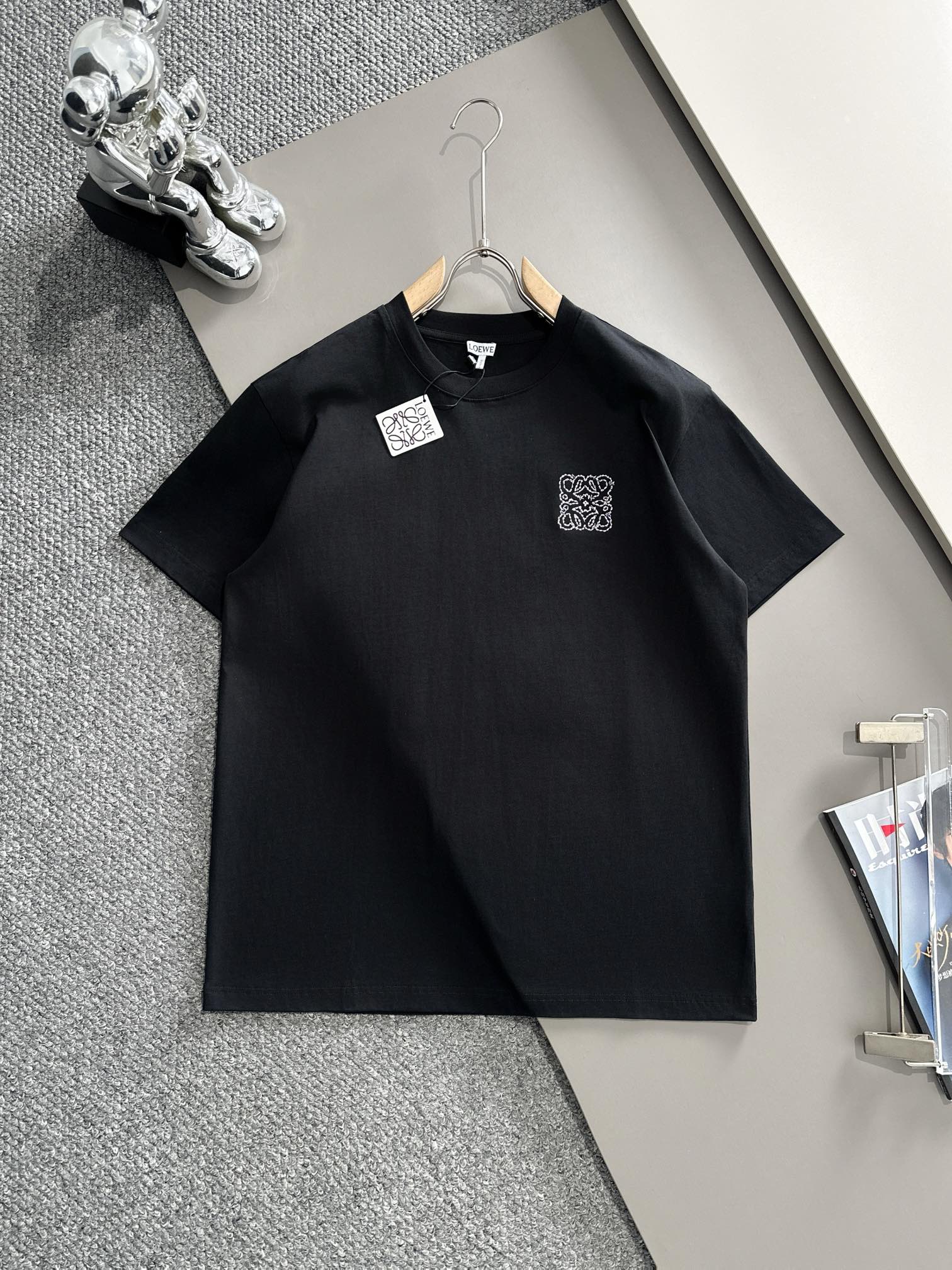 🅿️85 (llega al día siguiente) LOEWE 2025 nuevo modelo. Camiseta de manga corta con logotipo en letras bordado con líne…