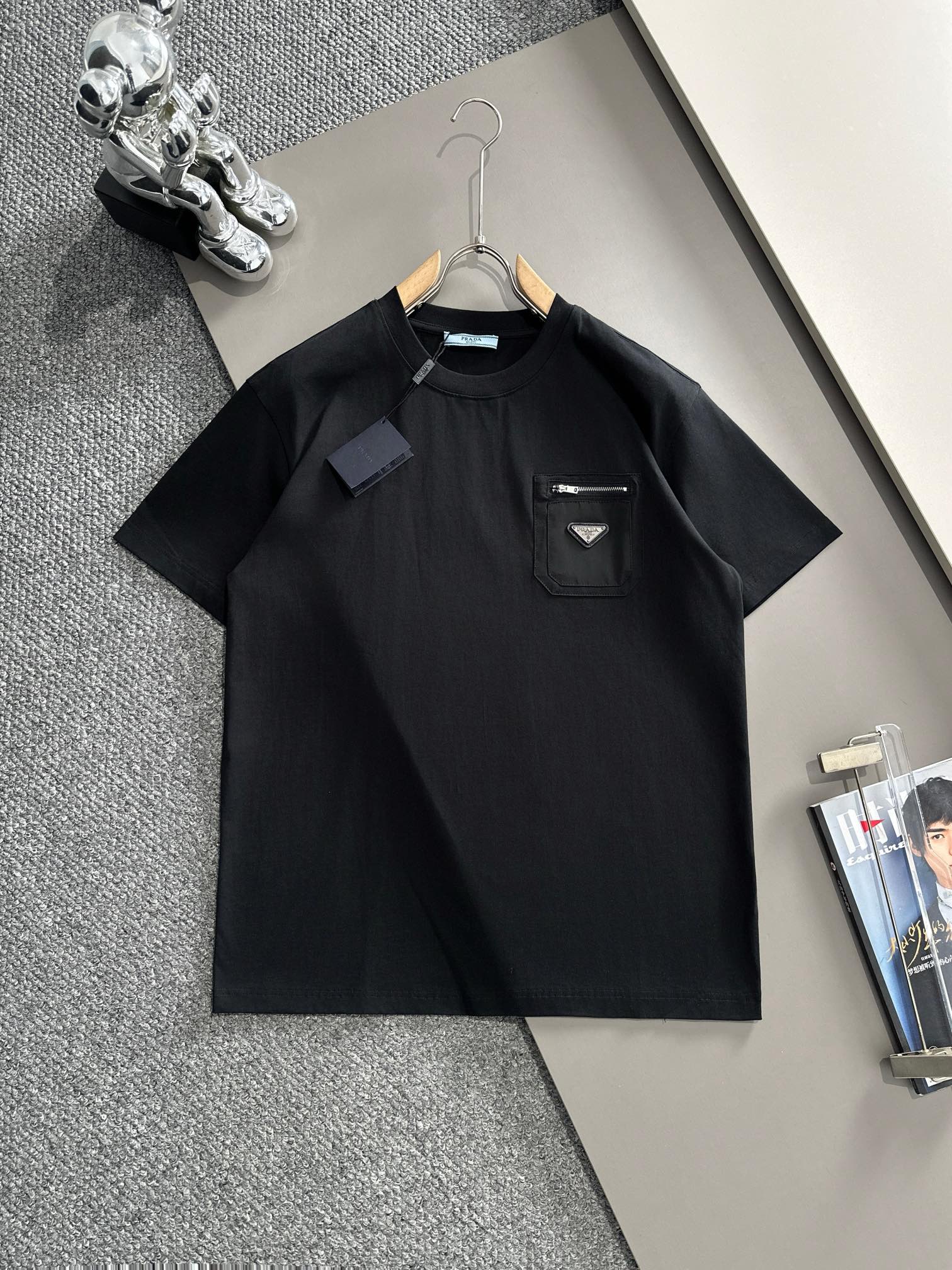 (Llegó al día siguiente) PRADA 2025 nuevo estilo tela original + costura tejida bolsillo con cremallera triángulo cuero…