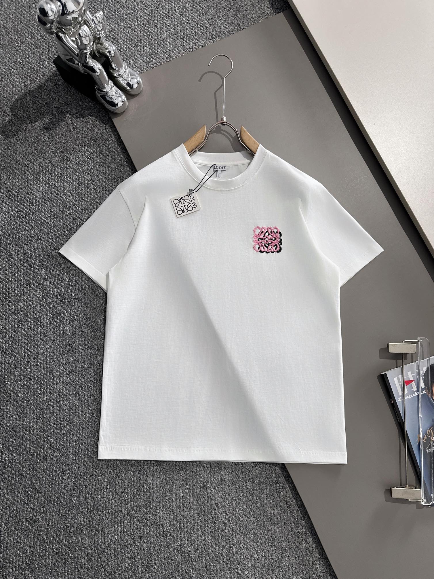 🅿️85 (llegada al día siguiente) LOEWE 罗意威 2025 nueva colección logo de letras bordadas superpuestas, camiseta de manga…