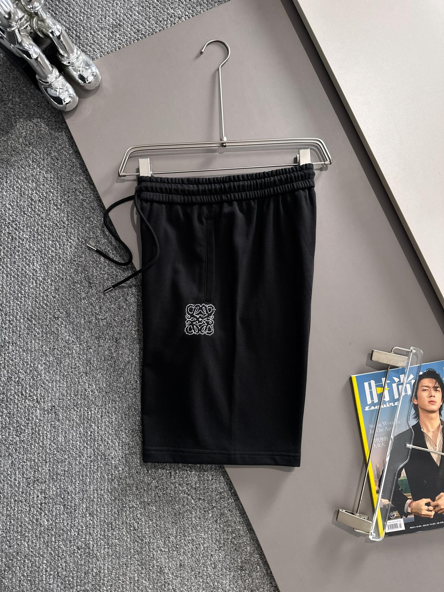 LOEWE 罗意威 2026新款 轻奢主义 锁链刺绣logo 男女日常通勤穿搭必备 休闲短裤·定制毛圈面