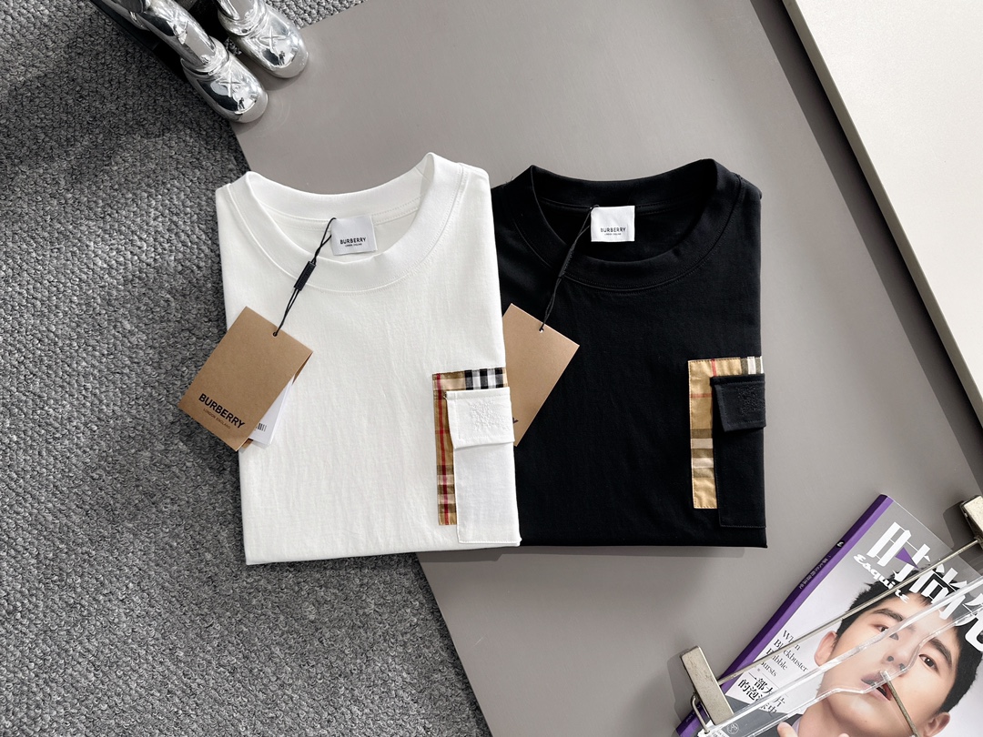 Burberry Burberry 巴宝莉 BBR 2026新款 双层贴布口袋 刺绣战马logo 短袖t恤