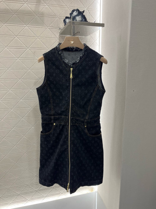 Louis Vuitton Monogram Jacquard Denim Mini Dress Sleeveless Women 1 Louis Vuitton Monogram Jacquard Denim Mini Dress Sleeveless Women