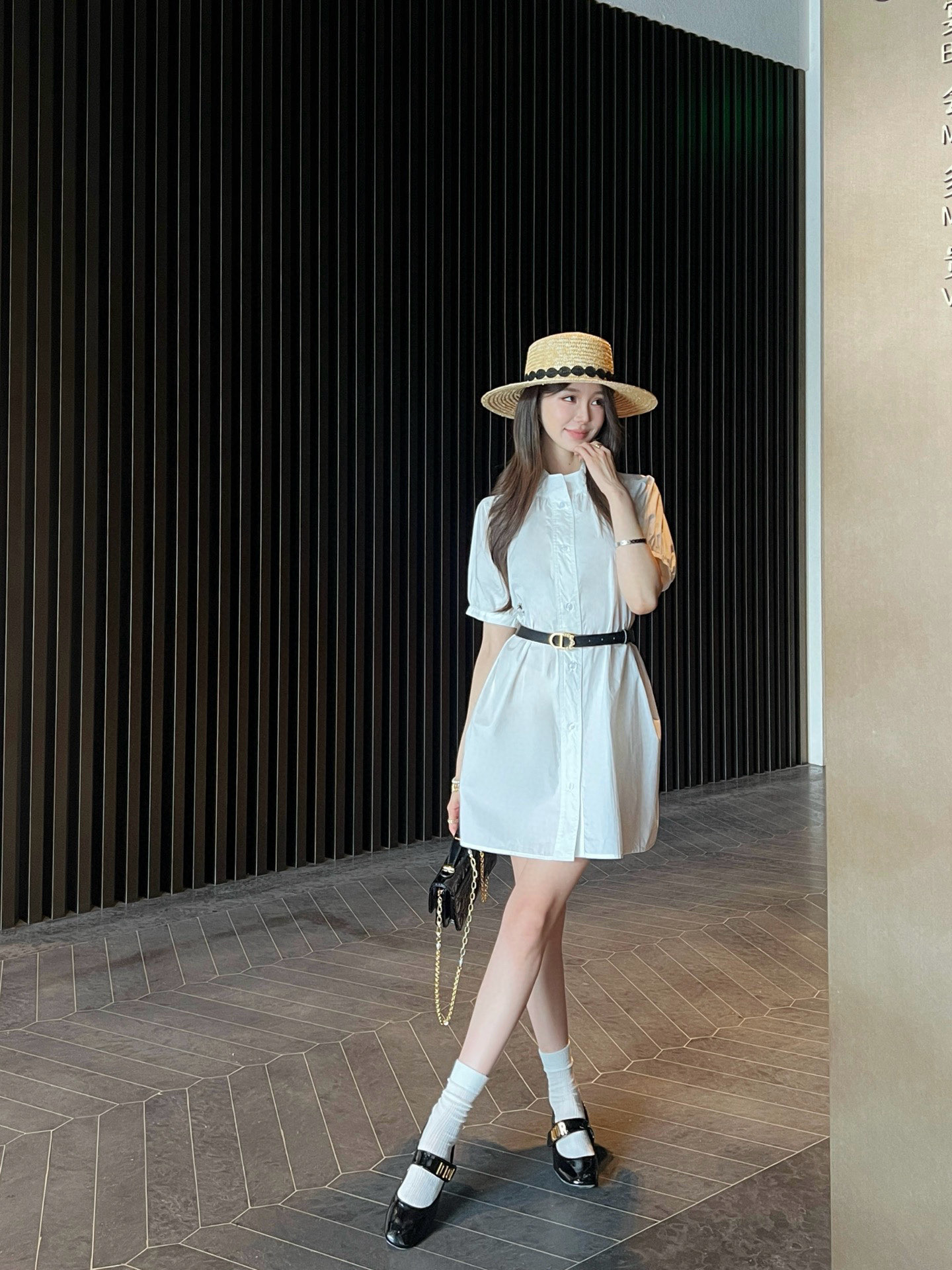 NO:411373,Model number D25052043 Dio* newest simple and elegant CD bee embroidered button-up stand collar short-sleeved shirt dress with belt!  White, (M size bust 148, rotator sleeve 34, length 82) hair, dior, skirts, T-shirt, alexander wang19860909款号D25052043 Dio*新款 简约大方CD蜜蜂刺绣系扣立领短袖衬衣裙连衣裙配腰带！白色,（M码胸围148,连肩袖34,衣长82）发,,dior,skirts,T-shirt,alexander wang,Women's clothing