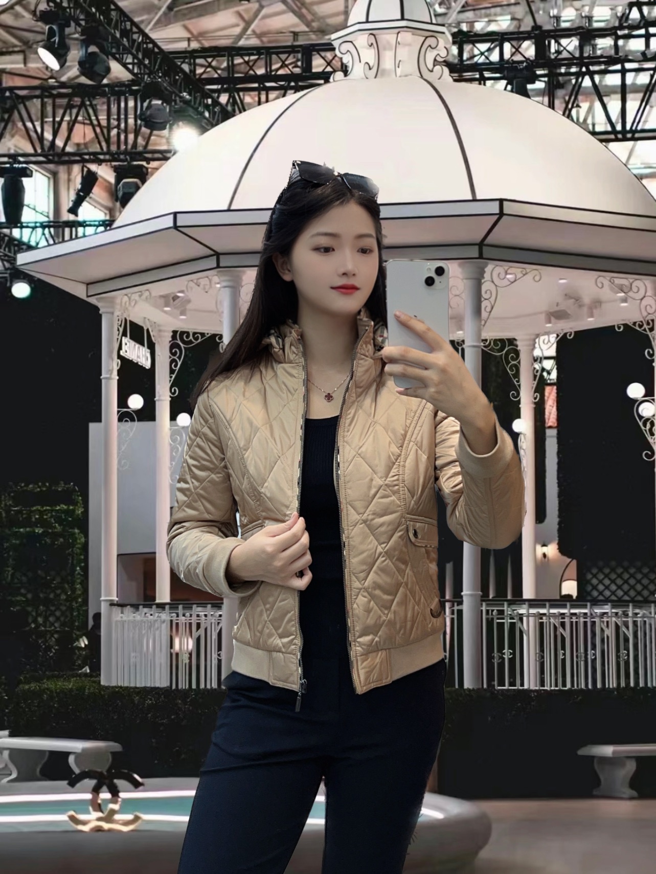 New Women's Diamond Quilted Jacket British Style Autumn Winter Cotton Coat