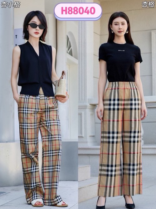 High Waist Plaid Wide Leg Pants Women's Casual Loose Straight Trousers 1 High Waist Plaid Wide Leg Pants Women's Casual Loose Straight Trousers