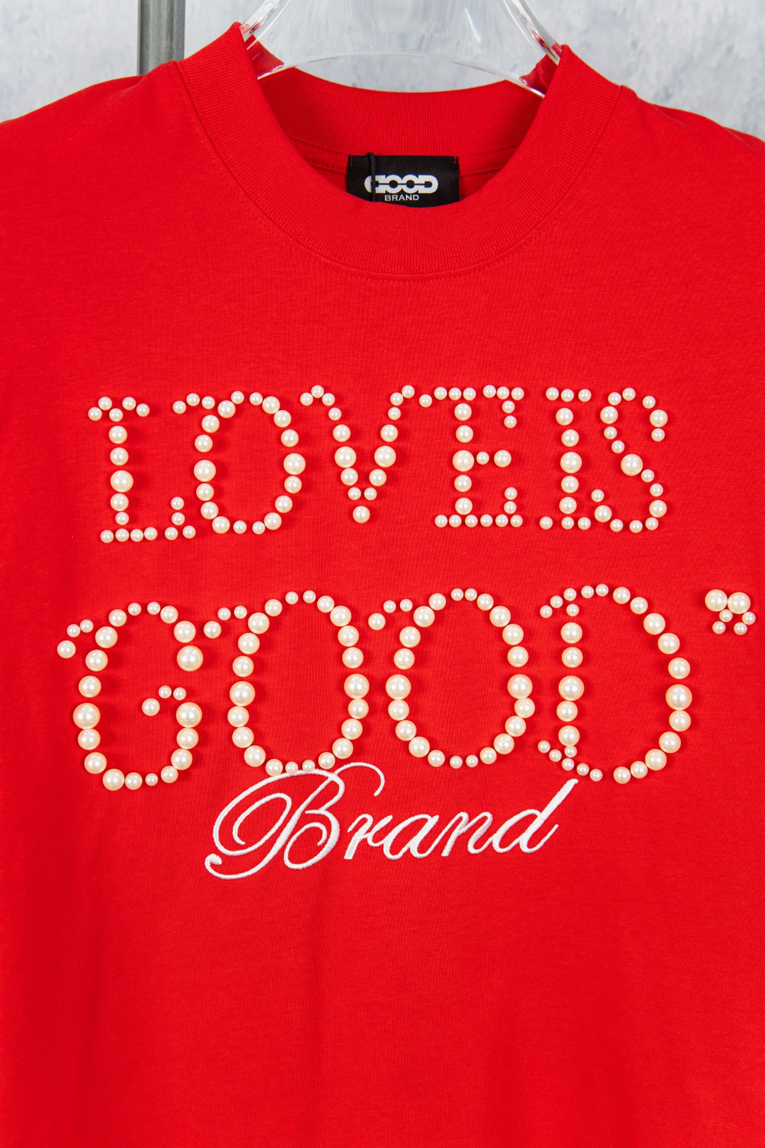 GOODBRAND 25ss 珍珠刺绣重工短袖T恤-Chinese UA Cheap High Quatity Brand Clothes Bags handbags Sneakers wholesale wholesaler seller from China Factory suppliers Fashion Clothing Shoes best Quality Beautiful Price GOODBRAND 25ss 珍珠刺绣重工短袖T恤