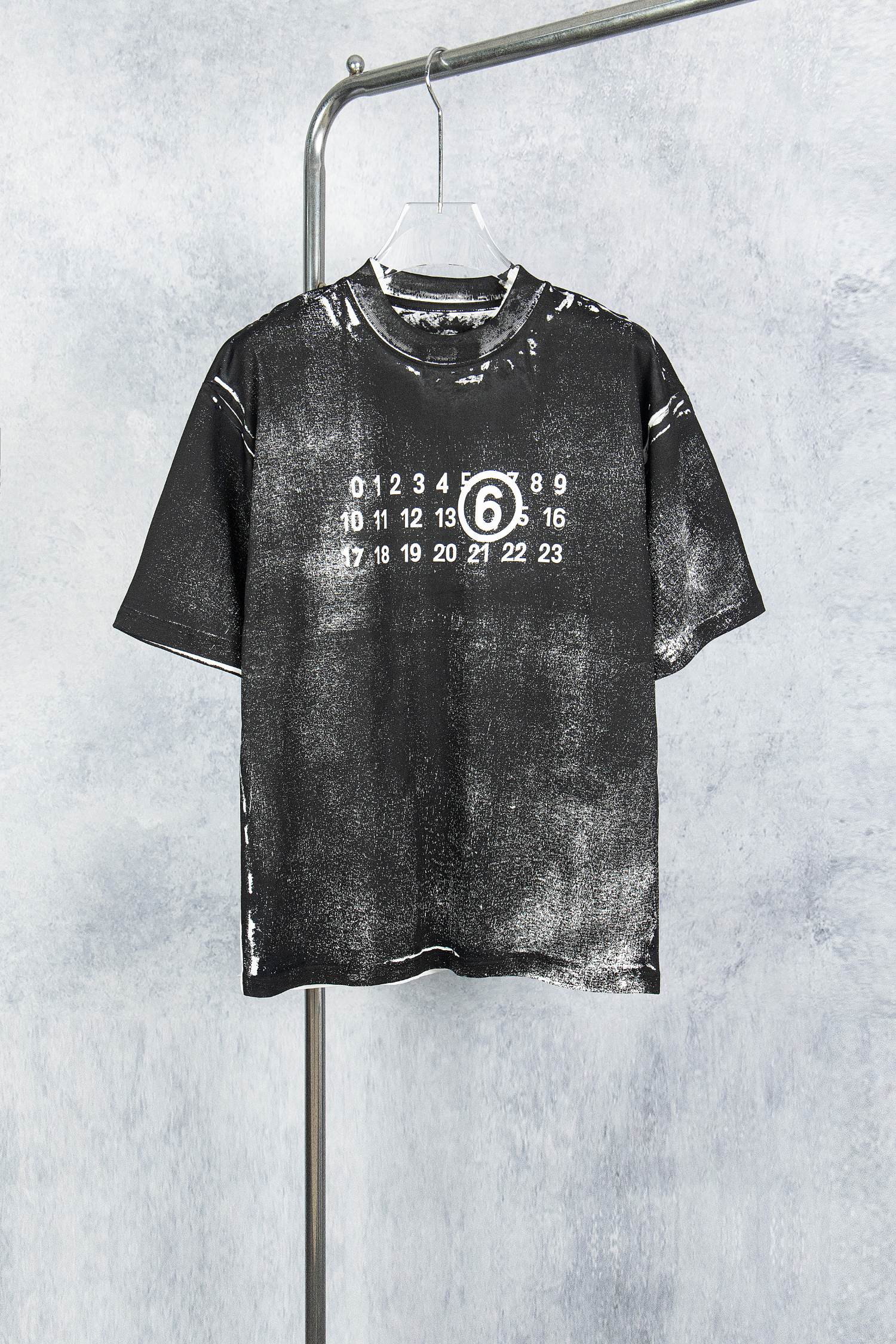 Modelo: M013# 💥Maison Martin Margiela 25ss camiseta de manga corta con estampado frontal y trasero en blanco y negro Y…