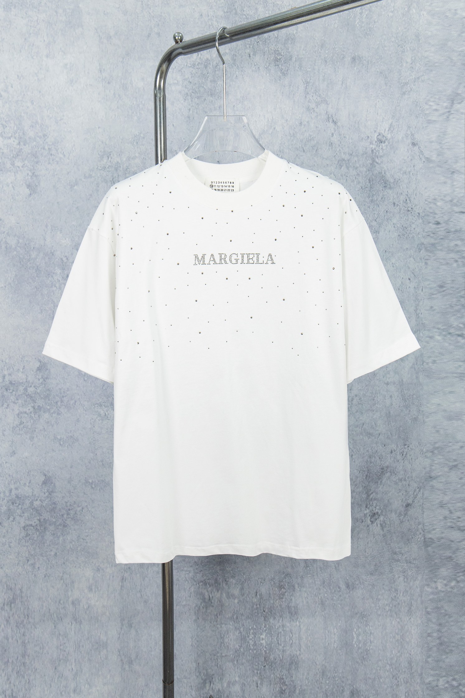 Modelo: M014# 💥Maison Martin Margiela 25ss camiseta de manga corta con estampado frontal y lleno de cristales YB desar…