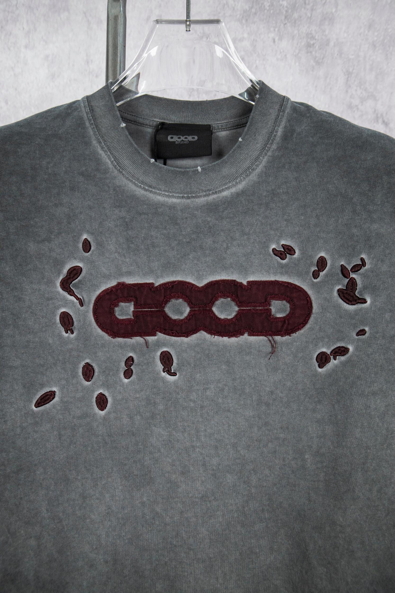 GOODBRAND 25ss 做旧磨破炒色短袖T恤-Chinese UA Cheap High Quatity Brand Clothes Bags handbags Sneakers wholesale wholesaler seller from China Factory suppliers Fashion Clothing Shoes best Quality Beautiful Price GOODBRAND 25ss 做旧磨破炒色短袖T恤