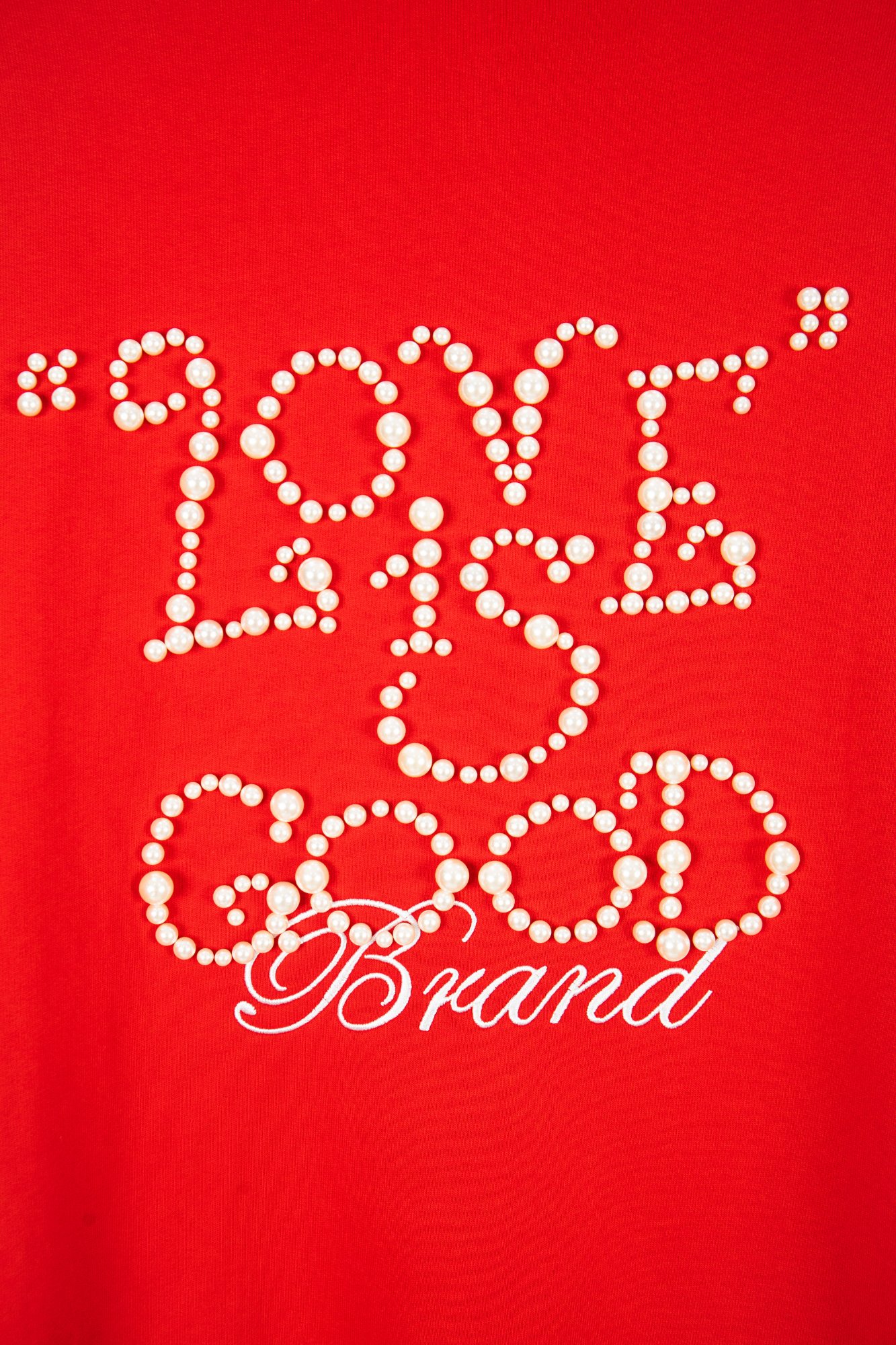 GOODBRAND25SS珍珠刺绣重工标语连帽卫衣