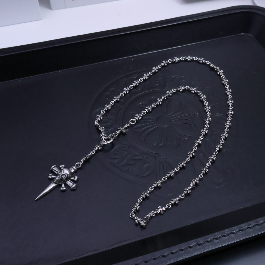 Chrome Hearts Cross Pendant Necklace, Sterling Silver Chain, Unisex Jewelry 3 1734225379 780