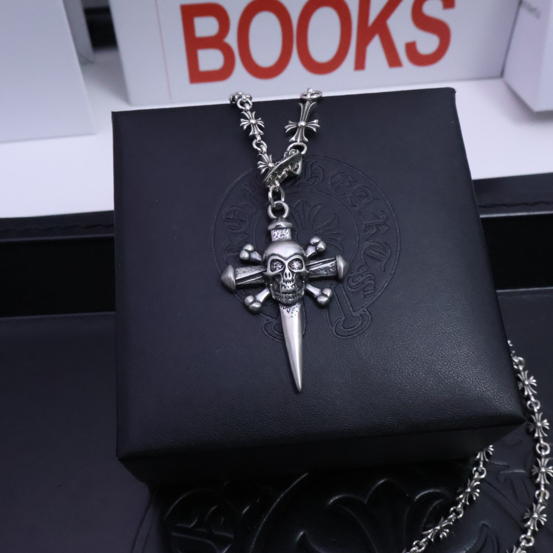 Chrome Hearts Cross Pendant Necklace, Sterling Silver Chain, Unisex Jewelry 4 1734225379 881