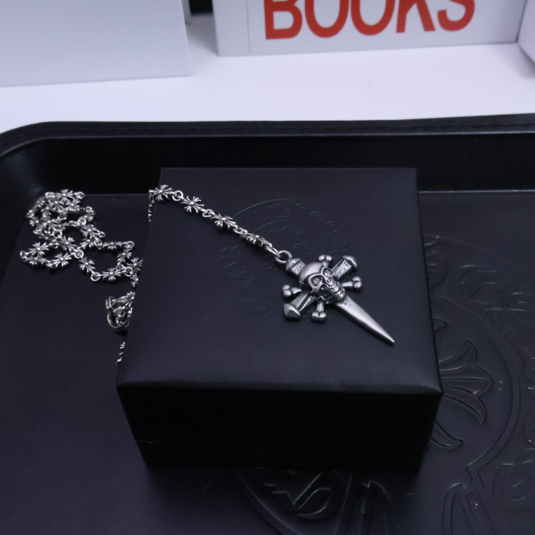 Chrome Hearts Cross Pendant Necklace, Sterling Silver Chain, Unisex Jewelry 5 1734225380 382