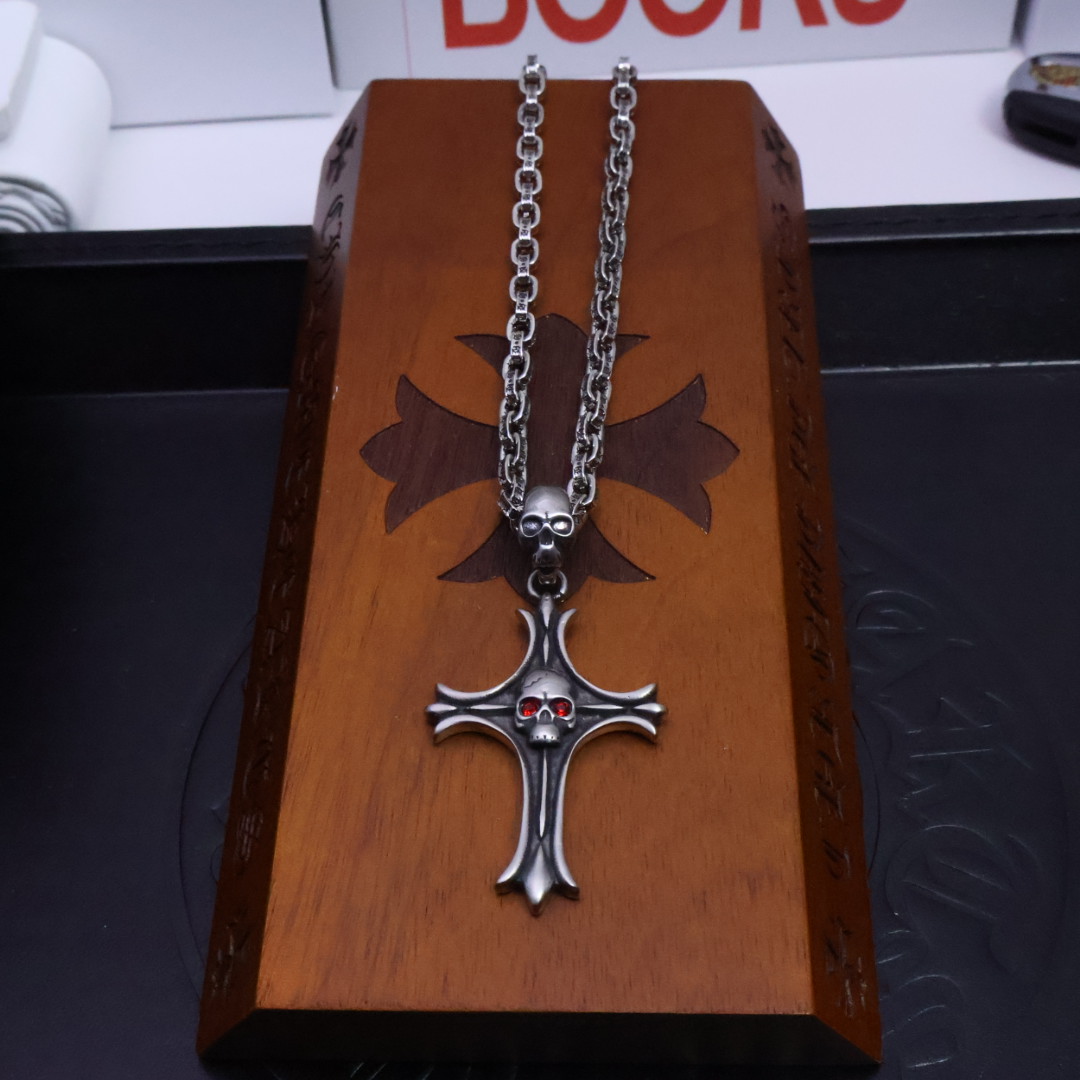 Chrome Hearts Style Necklace, Cross and Floral Design, Unisex, Rock Punk Style 7 1734497146 194
