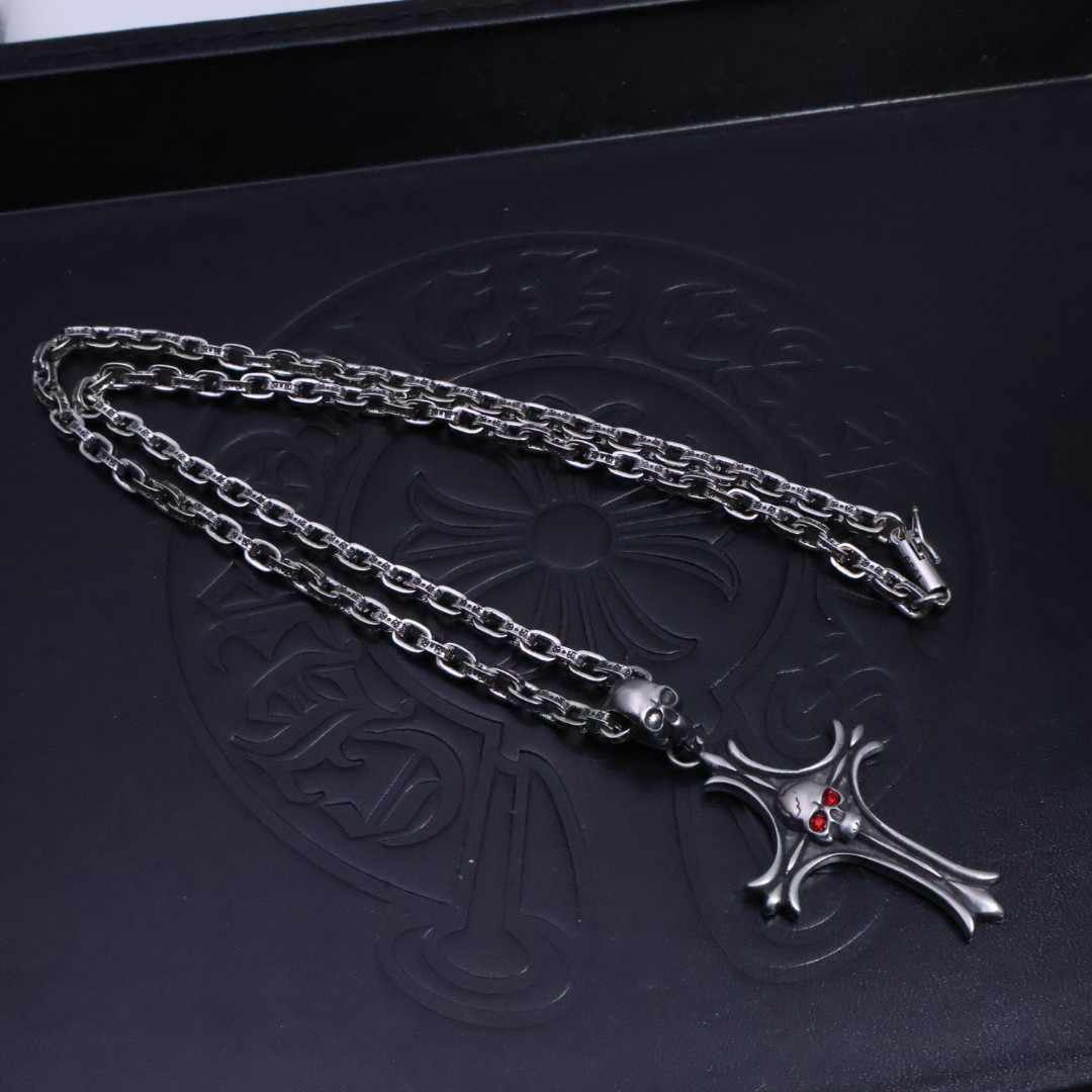 Chrome Hearts Style Necklace, Cross and Floral Design, Unisex, Rock Punk Style 4 1734497146 369