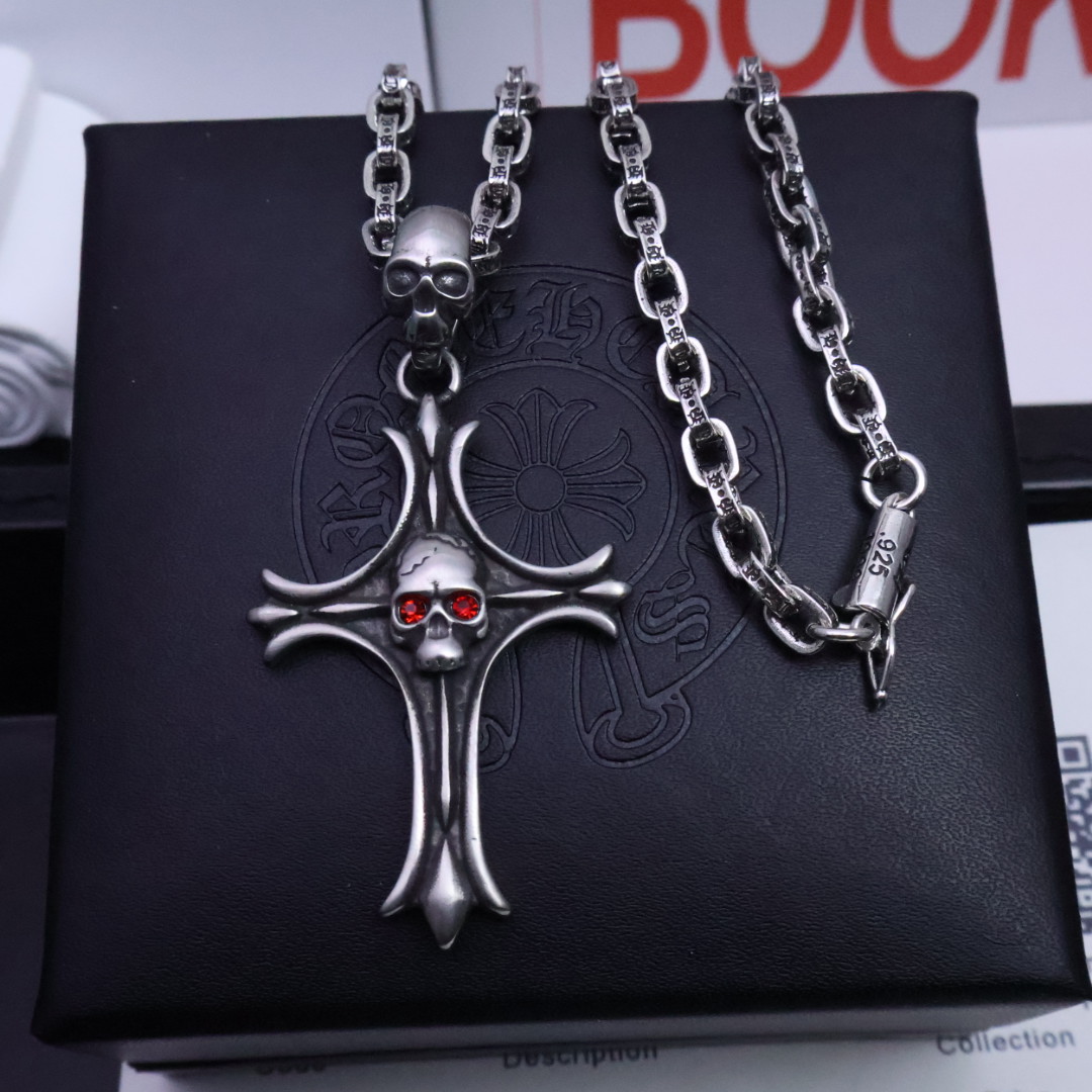 Chrome Hearts Style Necklace, Cross and Floral Design, Unisex, Rock Punk Style 5 1734497146 564