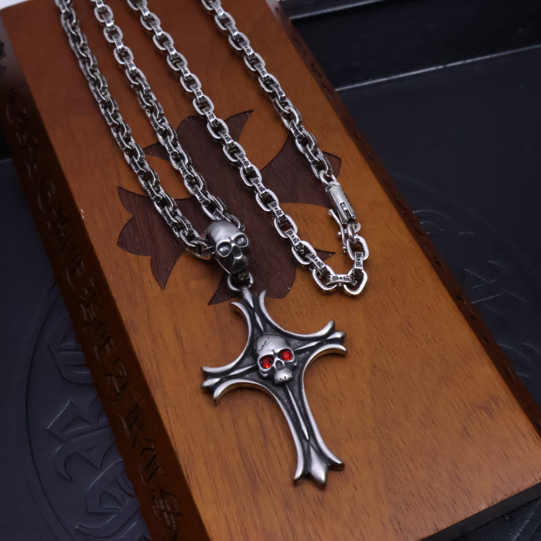 Chrome Hearts Style Necklace, Cross and Floral Design, Unisex, Rock Punk Style 9 1734497146 81