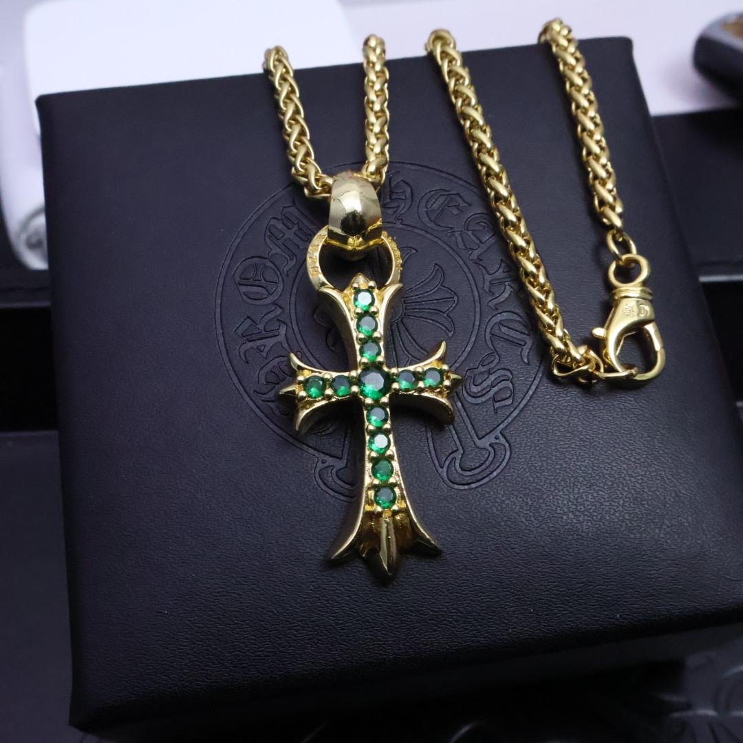 Chrome Hearts Gold Cross Pendant Necklace - Unisex Rock Punk Style 7 1734569771 273