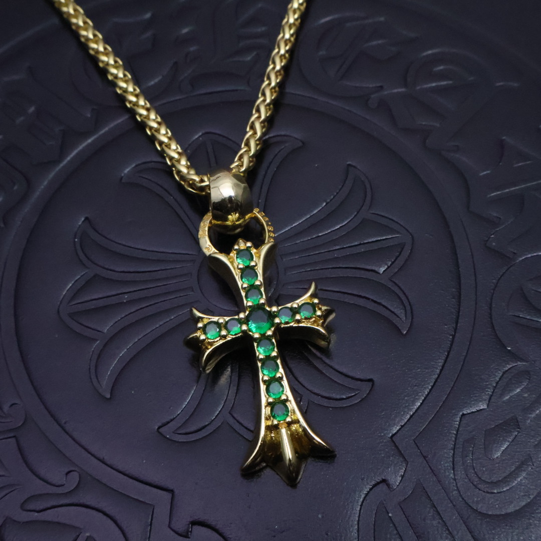 Chrome Hearts Gold Cross Pendant Necklace - Unisex Rock Punk Style 3 1734569771 307
