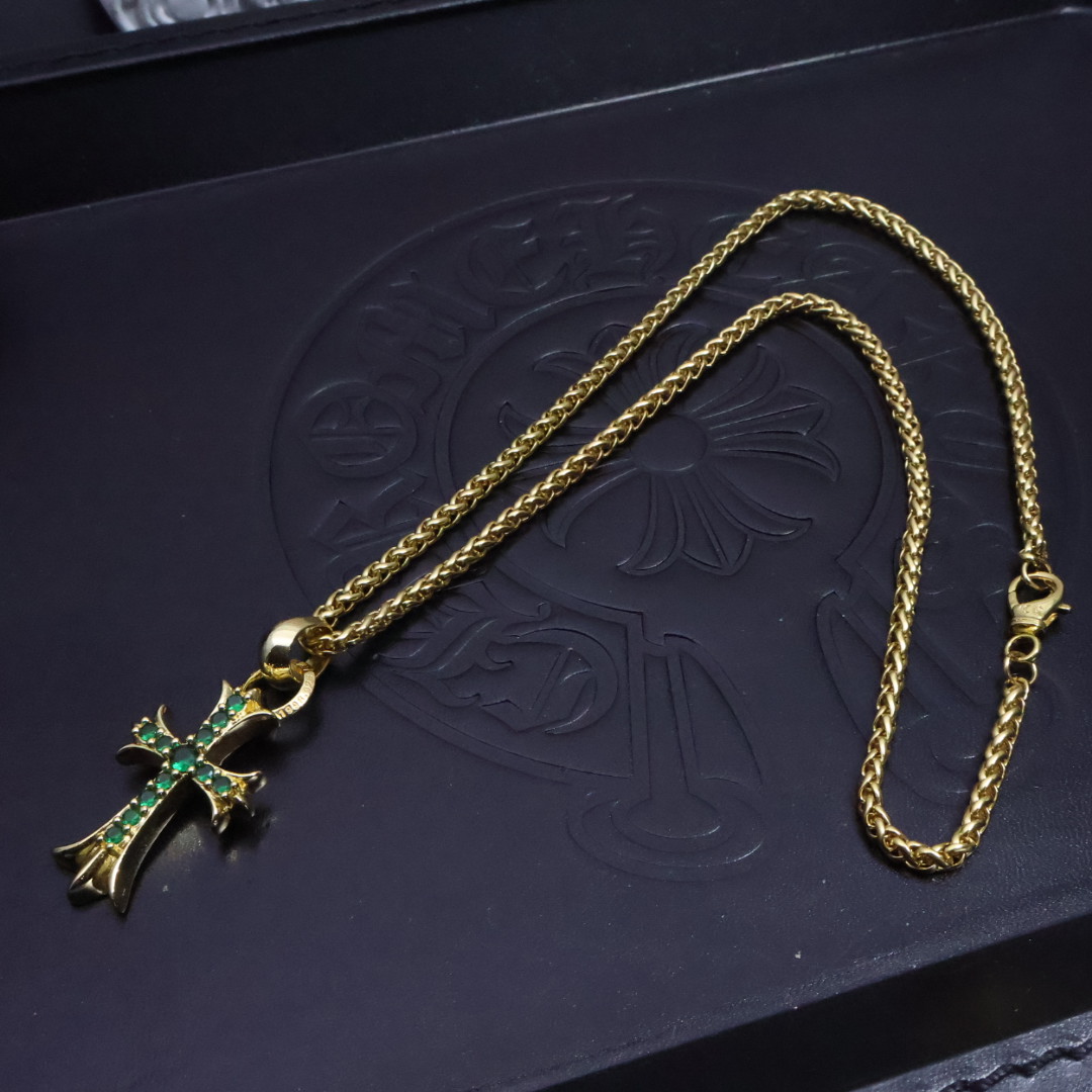 Chrome Hearts Gold Cross Pendant Necklace - Unisex Rock Punk Style 4 1734569771 352