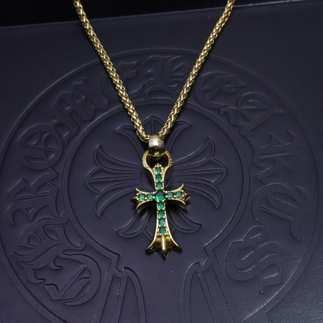 Chrome Hearts Gold Cross Pendant Necklace - Unisex Rock Punk Style 2 1734569771 574