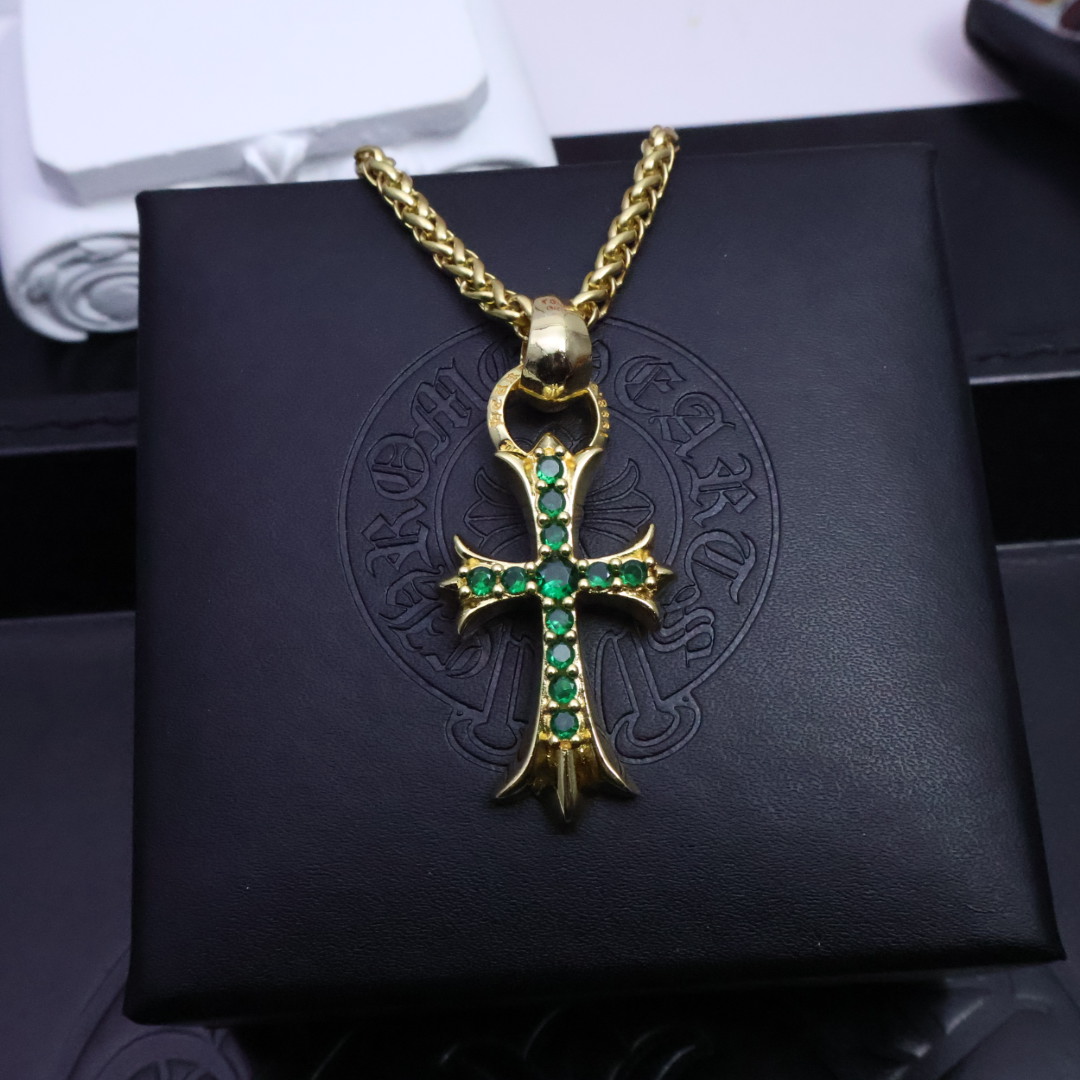 Chrome Hearts Gold Cross Pendant Necklace - Unisex Rock Punk Style 6 1734569771 721
