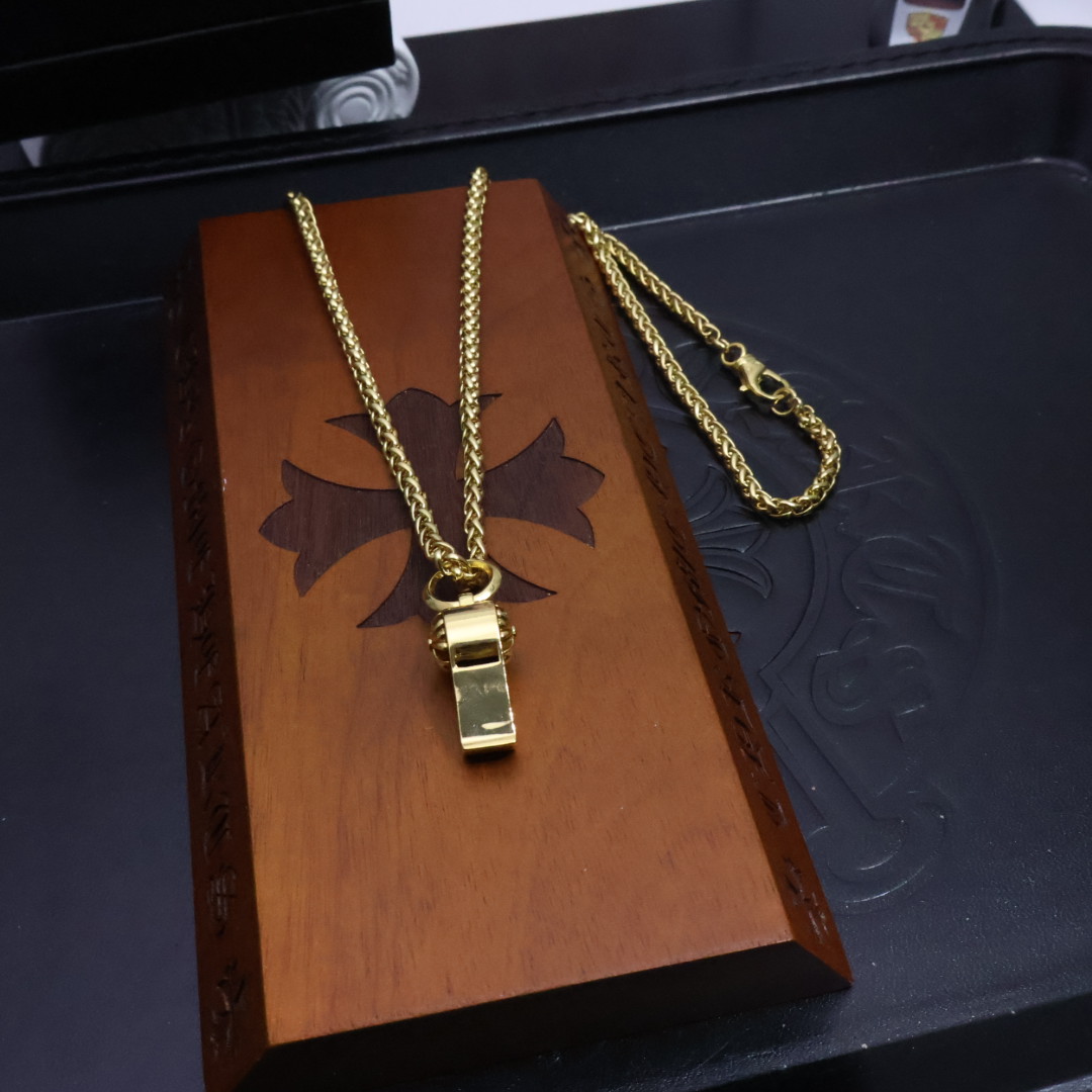 Chrome Hearts Gold-Plated Cross Pendant Necklace - Rock Punk Style 7 1734569959 305