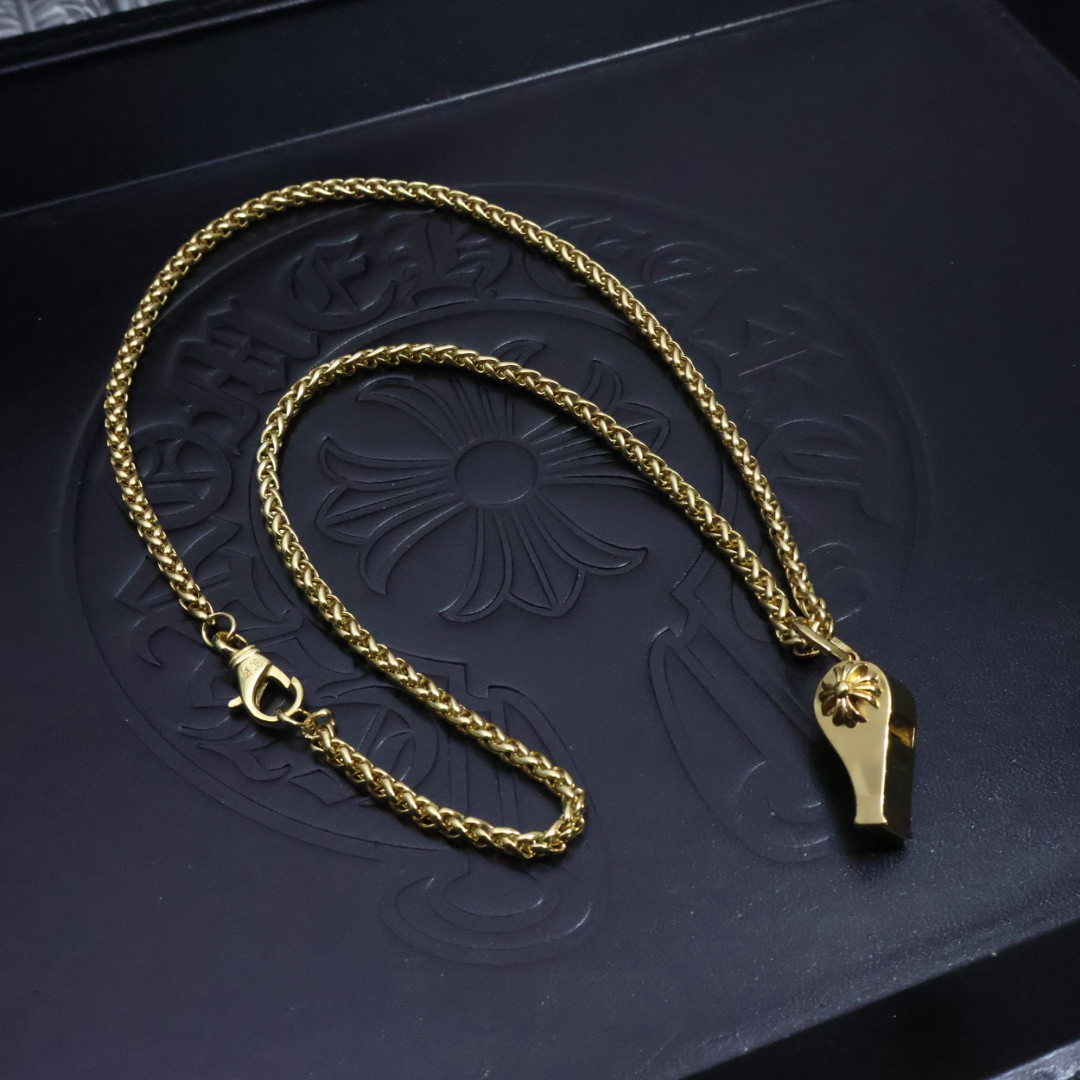 Chrome Hearts Gold-Plated Cross Pendant Necklace - Rock Punk Style 4 1734569959 908