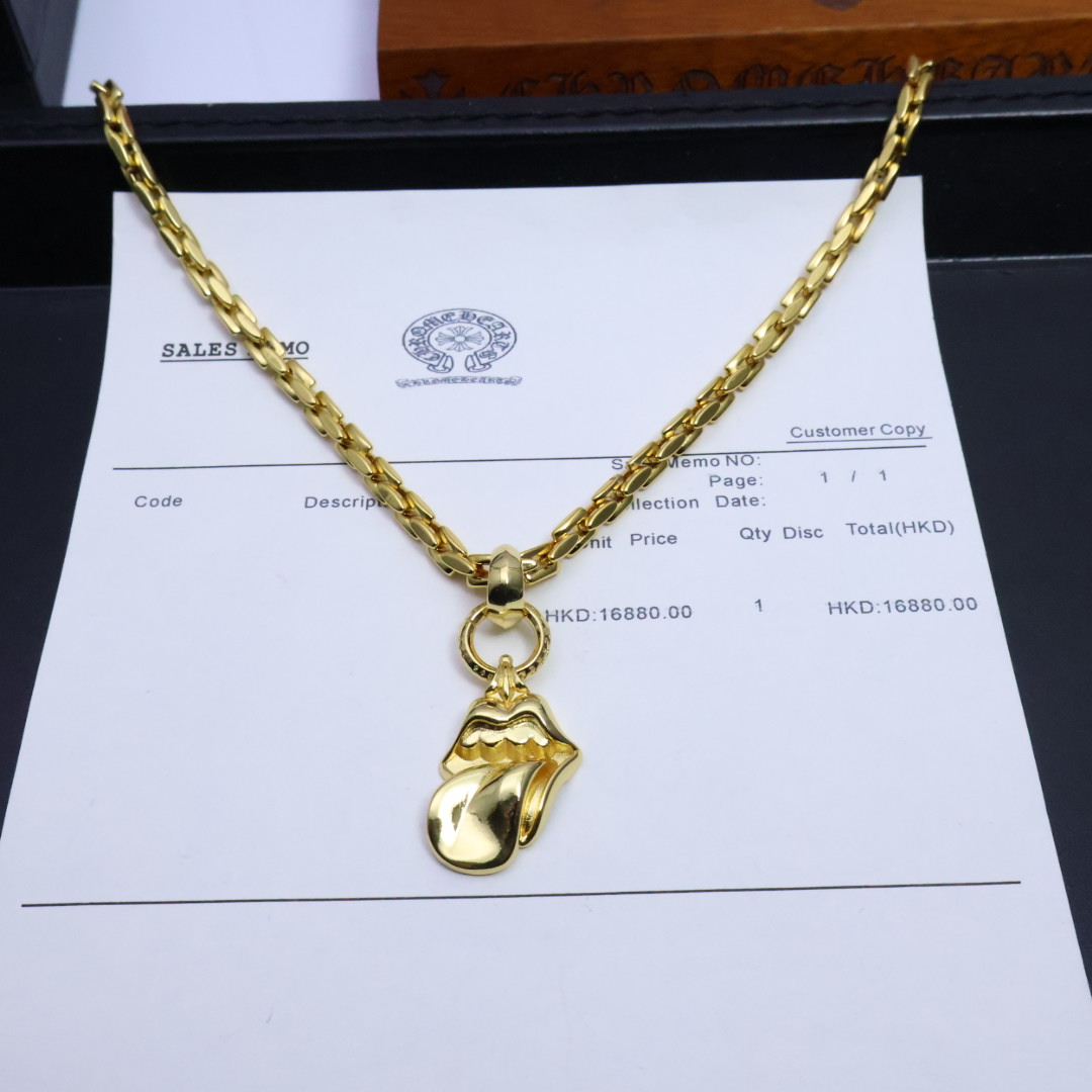 ［2025礼物推荐🎁］𝐂𝐡𝐫𝐨𝐦𝐞 𝐡𝐞𝐚𝐫𝐭𝐬 克罗心手工制作工艺✝️黄金色经典卖爆的项链，🤩帅爆了克
