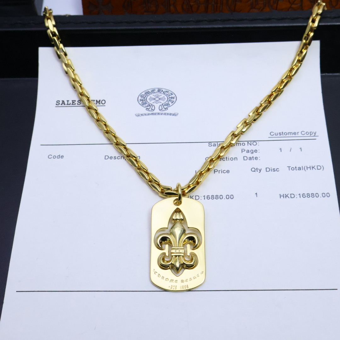 ［2025礼物推荐🎁］𝐂𝐡𝐫𝐨𝐦𝐞 𝐡𝐞𝐚𝐫𝐭𝐬 克罗心手工制作工艺✝️黄金色经典卖爆的项链，🤩帅爆了克