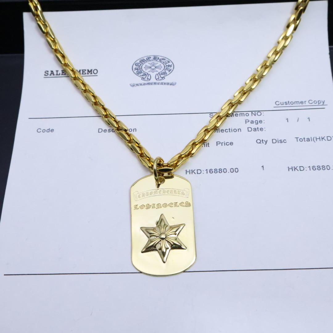 ［2025礼物推荐🎁］𝐂𝐡𝐫𝐨𝐦𝐞 𝐡𝐞𝐚𝐫𝐭𝐬 克罗心手工制作工艺✝️黄金色经典卖爆的项链，🤩帅爆了克