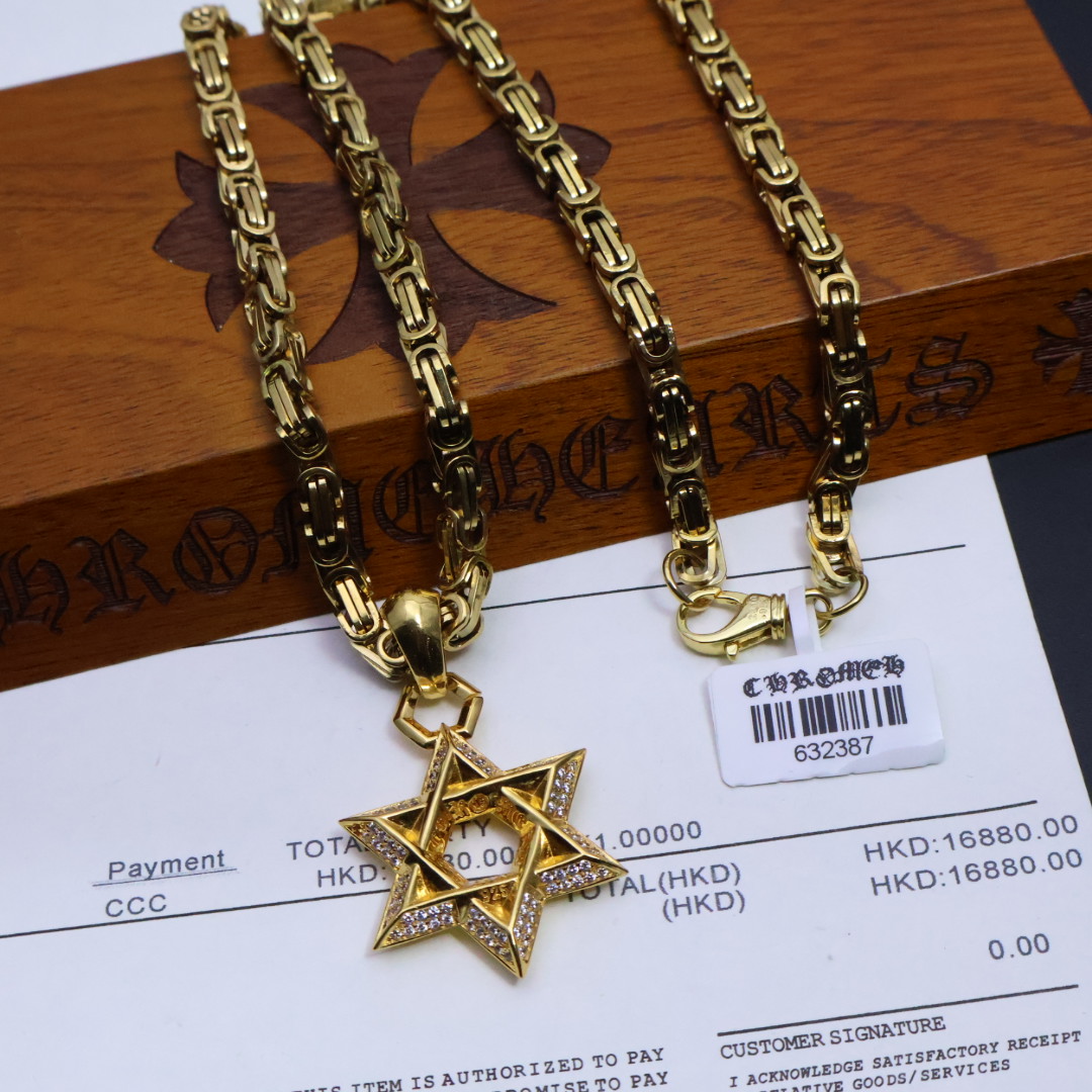 ［2025礼物推荐🎁］𝐂𝐡𝐫𝐨𝐦𝐞 𝐡𝐞𝐚𝐫𝐭𝐬 克罗心手工制作工艺✝️黄金色经典卖爆的项链，🤩帅爆了克