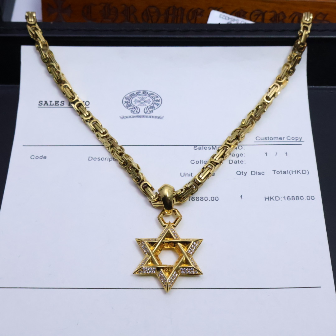 ［2025礼物推荐🎁］𝐂𝐡𝐫𝐨𝐦𝐞 𝐡𝐞𝐚𝐫𝐭𝐬 克罗心手工制作工艺✝️黄金色经典卖爆的项链，🤩帅爆了克