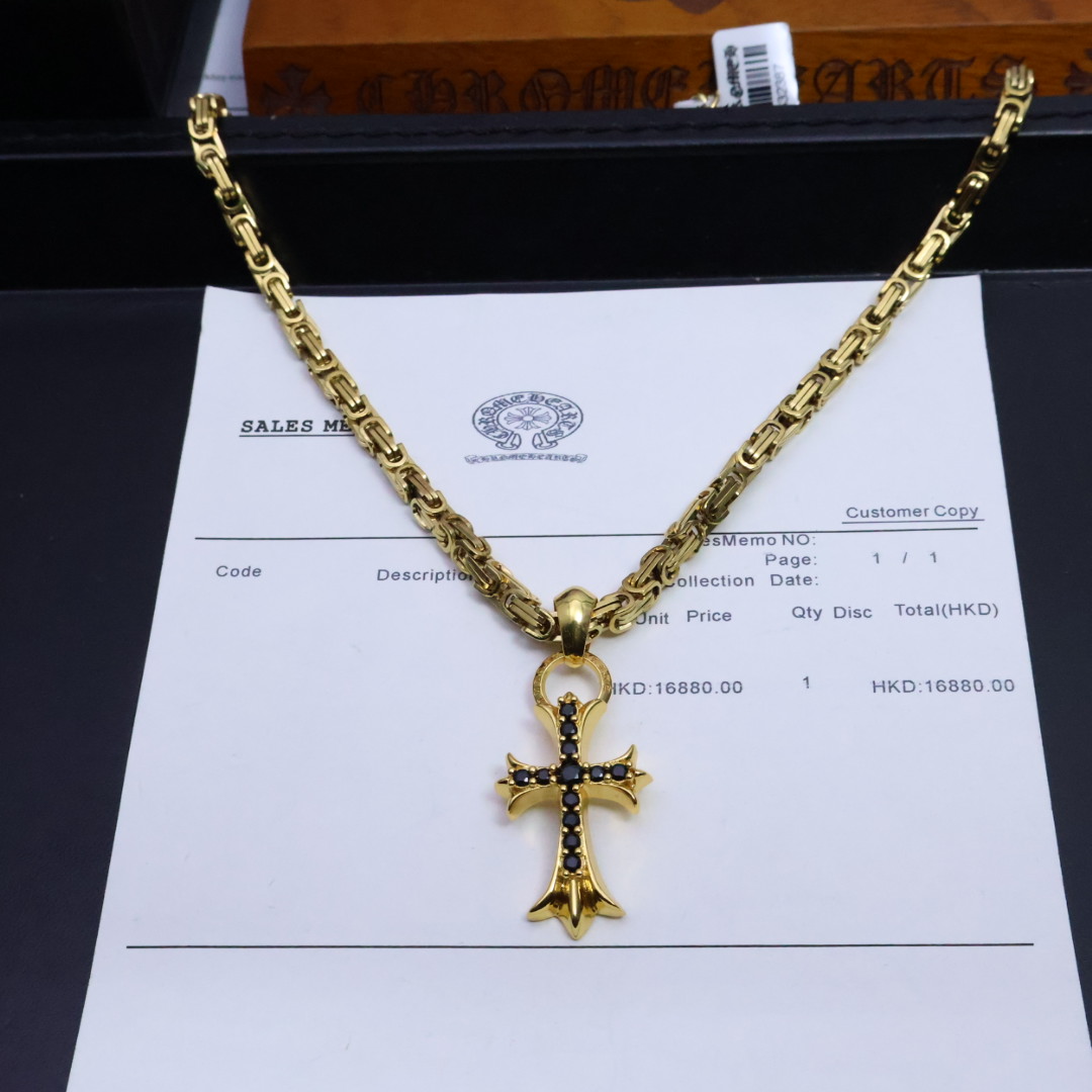 ［2025礼物推荐🎁］𝐂𝐡𝐫𝐨𝐦𝐞 𝐡𝐞𝐚𝐫𝐭𝐬 克罗心手工制作工艺✝️黄金色经典卖爆的项链，🤩帅爆了克
