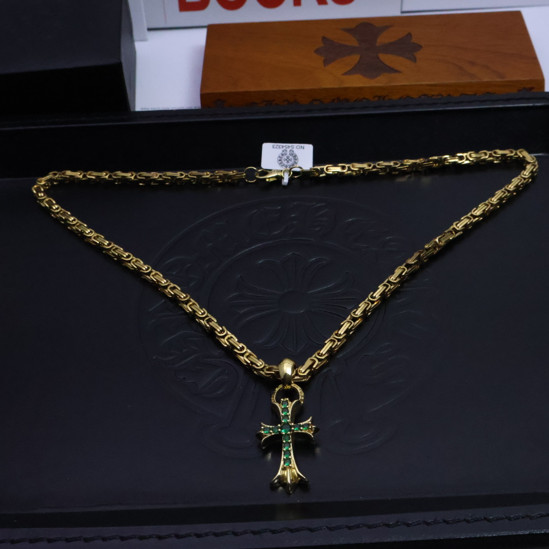 ［2025礼物推荐🎁］𝐂𝐡𝐫𝐨𝐦𝐞 𝐡𝐞𝐚𝐫𝐭𝐬 克罗心手工制作工艺✝️黄金色经典卖爆的项链，🤩帅爆了克