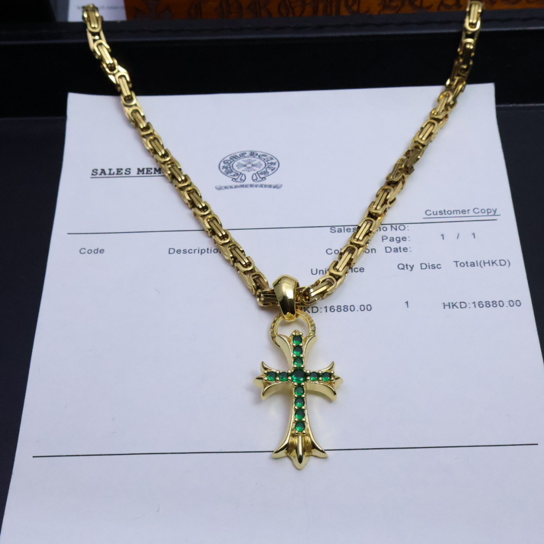 ［2025礼物推荐🎁］𝐂𝐡𝐫𝐨𝐦𝐞 𝐡𝐞𝐚𝐫𝐭𝐬 克罗心手工制作工艺✝️黄金色经典卖爆的项链，🤩帅爆了克