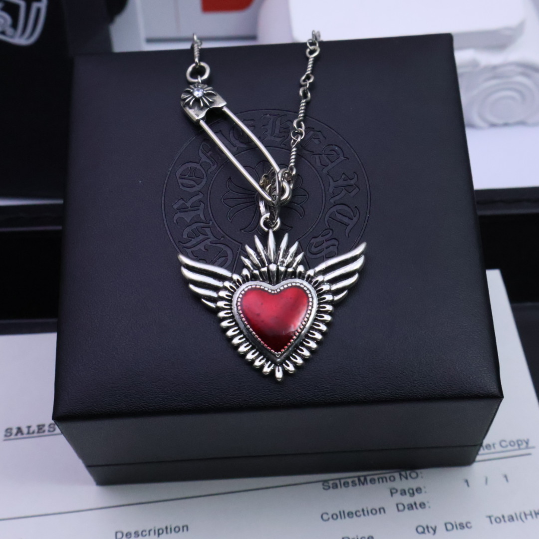 Chrome Hearts Collar Corazón Alado Rojo, Plata Esterlina 925, Joyería de Lujo 7 i1739165858939 6166 0 5